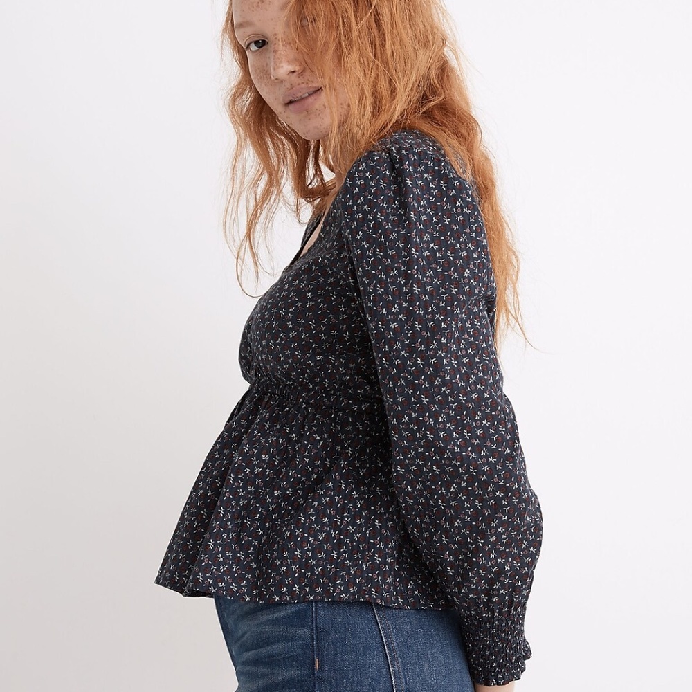 Madewell Tie-Back Peplum Top- Size Small